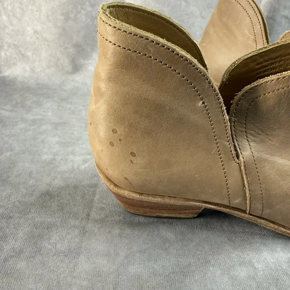 Nisolo Mia Leather Western Chunky Block Heel Ankle Bootie‎ In Tan Women's Size 9